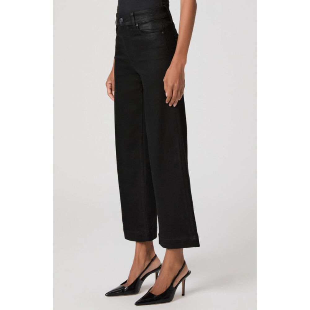 PAIGE Anessa Wide Leg Jean Black Fog Luxe Coating 31 - Picture 6 of 9